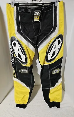 Men's Vintage Edge Answer Yellow Black MX Motocross Dirt Bike AOP Pants Size 34 • $32