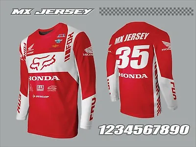 Customize Vintage Motocross Style Fo X Honda Red Name+Number Jersey Size M-XXL • $50
