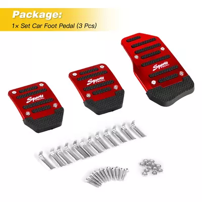 3pcs Red Sports Non Slip Manual Transmission Gas Brake Foot Pedal Pad Cover Kit • $11.99