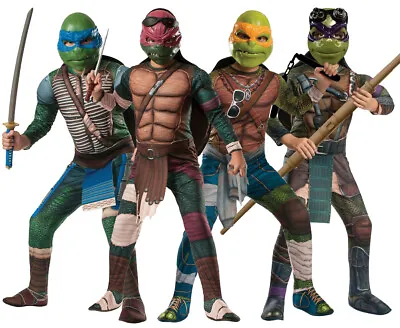 Childs Deluxe Teenage Mutant Ninja Turtles Costumes Tmnt Official Fancy Dress • £20.99
