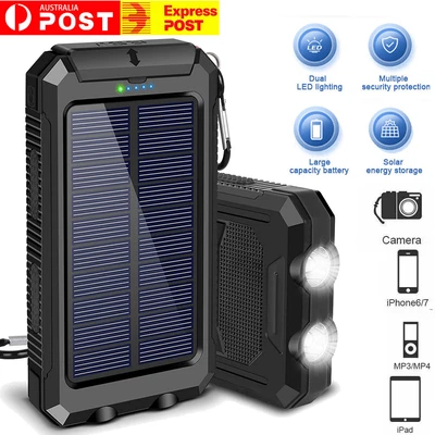 $28.95 • Buy Portable 50000mah Solar Panel Power Bank External Battery Dual USB Phone Charger