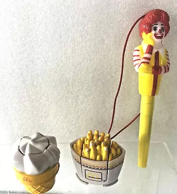 Vtg Lot Ronald McDonald Pen + 2 McDonald's Transformers Fries & Ice Cream Cone • $10.99