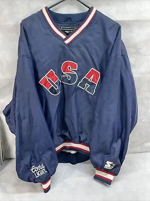 Vintage Team USA Windbreaker Pullover Jacket 90s Starter Olympics Dream Team XL • $39.99