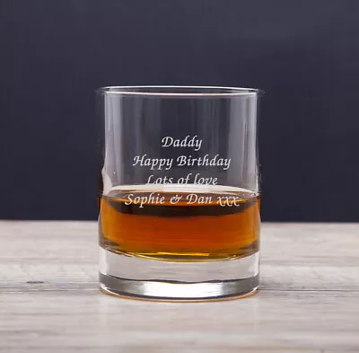 Personalised Engraved Whiskey Brandy Tumbler Glass Birthday Gift 60th 65th 70th • £9.99