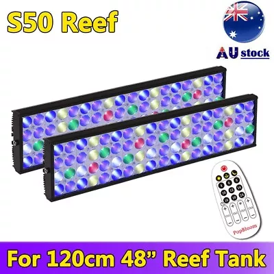 2PCS PopBloom Led Aquarium Light Full Spectrum For 120cm Marine Reef Coral Tank • $258