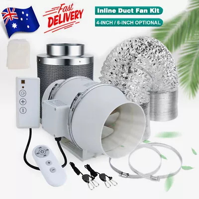 4  6  Grow Tent Kit Silent Inline Fan & Ventilation Carbon Filter Duct System • $133.85