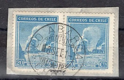 CHILE Small Town Cancel LO ABARCA On 20c Blue Pair • $9.99