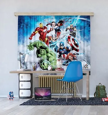 Avengers Pair Of Ready Made CURTAINS Children's Bedroom 180x160cm • £42.98