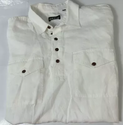 Orvis Men's 100% Linen Popover Button Shirt Size XL White Long Sleeve Pocket • $27.99