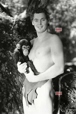 POSTCARD Print / Johnny Weismuller / Tarzan + Chimp 1932 • $4.95