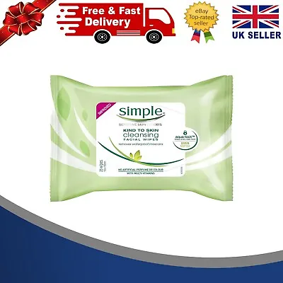 £5.35 • Buy Simple Facial Wipes Kind To Skin 25 Wipes 190x180mm