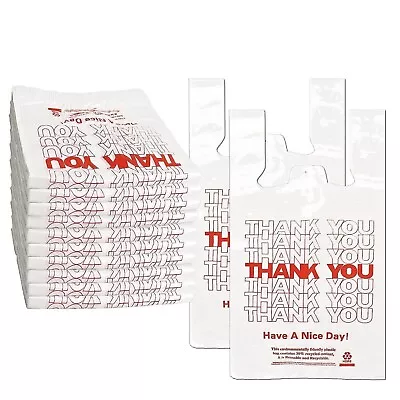 THANK YOU T-Shirt Bags 11.5  X 6.5  X 21  White Plastic Shopping Bag 300 CT • $15.49