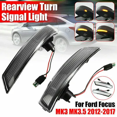 Pair LED Car Mirror Turn Signal Lights Amber For Ford Focus MK3 MK3.5 Mondeo • $28.69