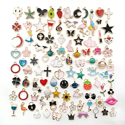 Mixed Random Cute Enamel Charms Bracelet Necklace Jewelry DIY • $4.99