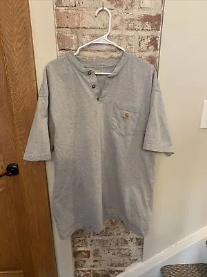 Carhartt Heavyweight T-Shirt Gray Short Sleeve Original Fit Pocket Button Men XL • $15.99