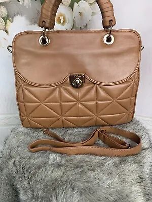 Zac Posen Brown  Quilted Leather Handle Bag Authentic Gorgeous Unique MSRP $695 • $149