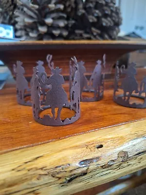 Western Metal Napkin Rings Set Of 4 Roping Cowboy Horse Ranch • £13.50