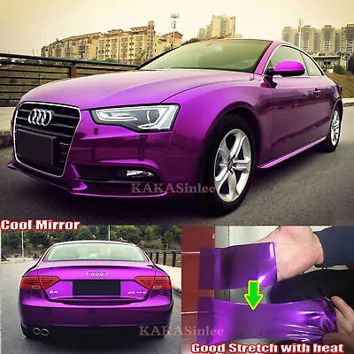 Purple Smooth Car Mirror Chrome Vinyl Wrap Sticker Stretchable Bubbles Free HDUS • $235.38