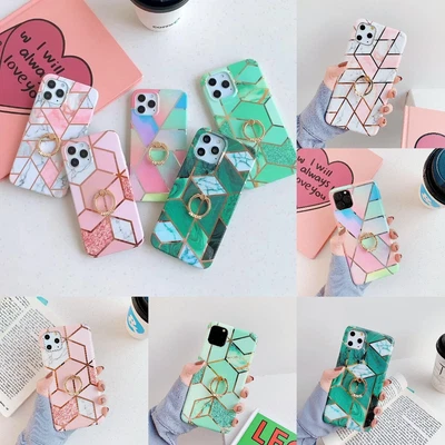 $11.99 • Buy Marble With Ring Case For IPhone 14 13 12 11 Pro Max XS XR 8 7 Plus Bumper Cover