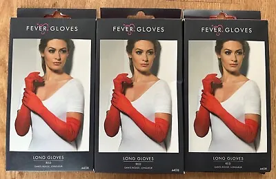 3x Ladies 20s Charleston Flapper Long Jersey Fancy Dress Gloves Red Smiffys. W13 • £9.99