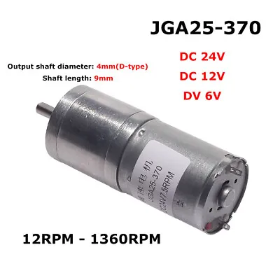 JGA25-370 DC24V 12V 6V Speed Reduction Gear Motor With Gearbox For Robots & Cars • £10.78