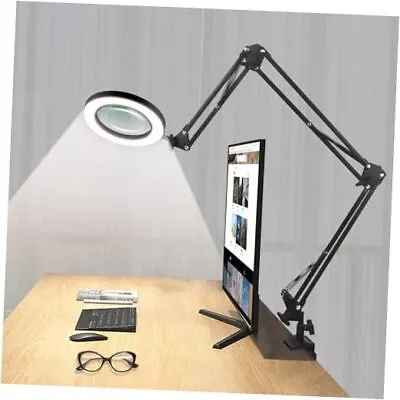 Magnifying Glass Desk Lamp With 3-Section Swing Arm And Big Clamp 33 Inch • $67.53