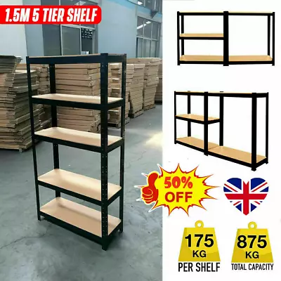 Garage Racking 5 Tier Shelving Unit Boltless Heavy Duty Metal Shelf Shed Storage • £21.99