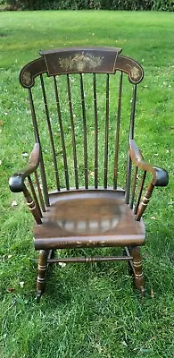 Vintage S Bent & Bros Colonial Rocking Chair Solid Wood Rocker Spindles USA  • $175