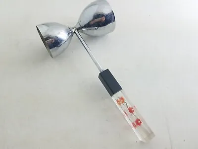 Vintage Jigger With Lucite Handle Embedded Flowers • $28.47