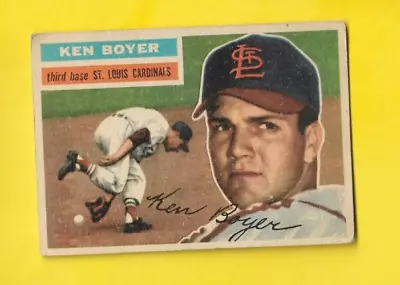 1956 Topps Ken Boyer #14 St. Louis Cardinals White Back G/VG- FREE SHIPPING • $4.99