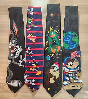 Looney Tunes Ties VTG Lot Of 4 Bugs Bunny Daffy Marvin The Martian Taz Devil • $14.95