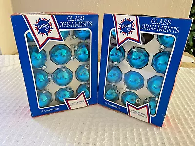 Vintage Coby Glass Christmas Ornaments Blue Two Original Boxes 23 Ornaments • $19.95