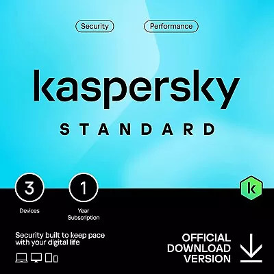 Kaspersky Standard Antivirus Internet 2024 3 PC Mac Same Day Email Key UK & EU • £14.12