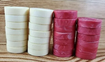 Vintage Backgammon Replacement Pieces 1 1/8 Marbled Resin Red & White Pieces  • $1.99