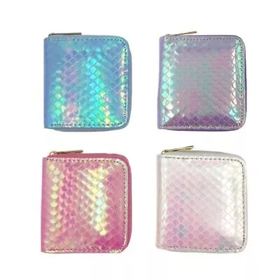 Sequin Wallet Synthetic Leather Short Coin Purse 10*10CM Card Holder Clutch Pink • $20.99