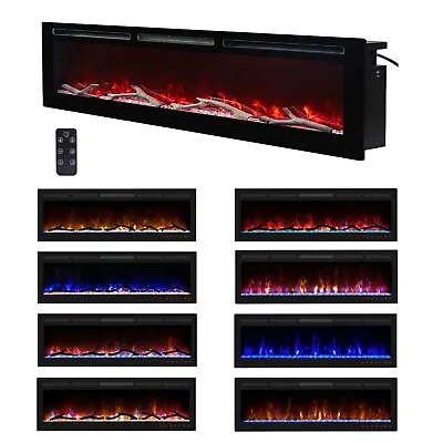 40/50/60 Inch Insert/ Wall Mounted 14 Color LED Fireplace Electric Inset Fire • £154.55