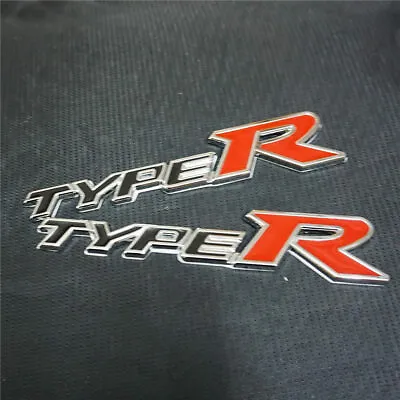 2x Chrome Black Red TYPE-R Metal Badge Sticker Decal Emblem Motors Racing 3D Car • £13.19