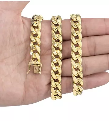 Real 10k Yellow Gold Men 7.5mm Royal Miami Cuban Chain Necklace Box Lock 22  Inc • $1595