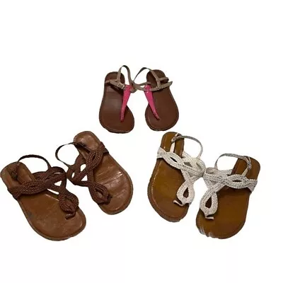 3 Pairs Of Women’s Size 6.5 Sandals Merona SO Braided White Tan Patent Pink • $7.99