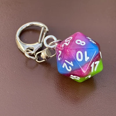 D20 Dice Keyring - Tropical - Layer Dice - Geek - Games Master - D&D. • £2.99