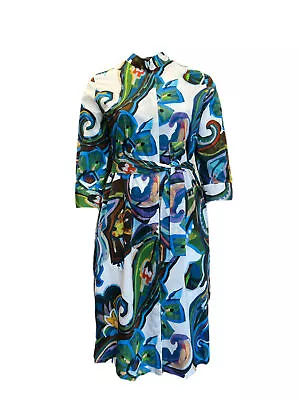 Marina Rinaldi Women's Blue Denotato Printed Button Down Dress NWT • $163.75