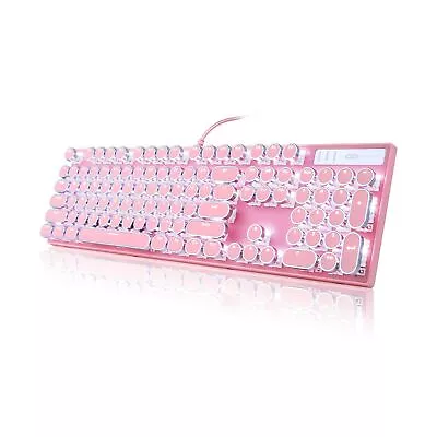 Camiysn Typewriter Style Mechanical Gaming Keyboard Pink Retro Punk Gaming K... • $59.97