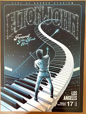 ELTON JOHN Dodger Stadium Los Angeles 2022 Farewell Tour AP Poster ARTIST SIGNED • $147.77