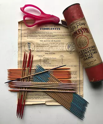 Vtg WWII Let's PLAY FIDDLESTIX Game PLAZA MFG CO NEW YORK NY 42 Stix Rules - C • $22