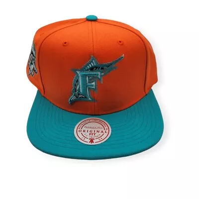 Mitchell & Ness Florida Marlins Hometown Coop Orange/Teal Adjustable Snapback • $39.99