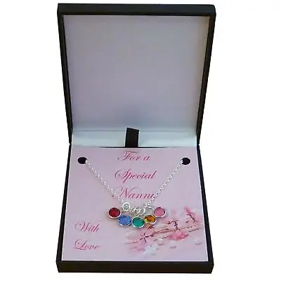 Birthstone Necklace For Nanny Nan Mum Up To 8 Birthstones Family Birthstones • £13.99