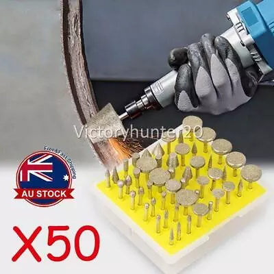 50X Diamond Burr Grinding Head Bit Shank For Dremel Rotary Tool Polishing Kit AU • $24.12