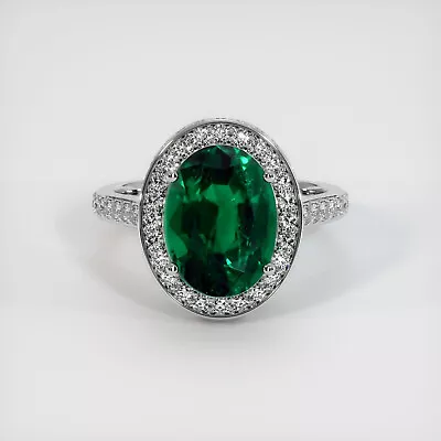 Zambia Oval Green Emerald Platinum 950 Ring 3.64CT • £23405.12