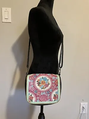 Mlair Mexican Oilcloth Flower Print Crossbody Purse • $14.99