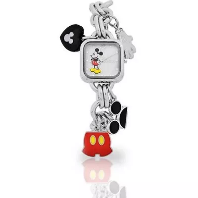 Cute Women's Mickey Mouse Charm Bracelet Watch Silver Tone 2049 • $24.99